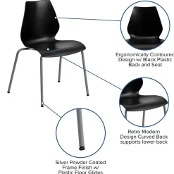 Flash Furniture HERCULES Series Plastic Stacking Chair, Black (RUT288BK)