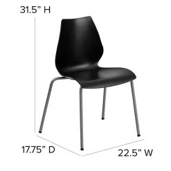 Flash Furniture HERCULES Series Plastic Stacking Chair, Black (RUT288BK)