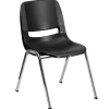 Flash Furniture HERCULES Series Plastic Shell Stack Chair, Black/Chrome (RUT18BKCHR)