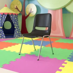 Flash Furniture HERCULES Series Plastic Shell Stack Chair, Black/Chrome (RUT18BKCHR)