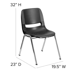 Flash Furniture HERCULES Series Plastic Shell Stack Chair, Black/Chrome (RUT18BKCHR)