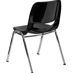 Flash Furniture HERCULES Series Plastic Shell Stack Chair, Black/Chrome (RUT18BKCHR)