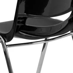 Flash Furniture HERCULES Series Plastic Shell Stack Chair, Black/Chrome (RUT18BKCHR)