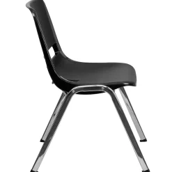 Flash Furniture HERCULES Series Plastic Shell Stack Chair, Black/Chrome (RUT18BKCHR)