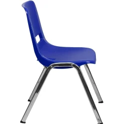 Flash Furniture Hercules Molded Plastic Shell Stackable Chair With Chrome Frame, Navy, 16/Pack