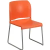 Flash Furniture HERCULES Series Plastic Contoured Stack Chair with Sled Base, Orange/Gray (RUT238AOR)