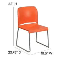 Flash Furniture HERCULES Series Plastic Contoured Stack Chair with Sled Base, Orange/Gray (RUT238AOR)