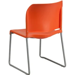 Flash Furniture HERCULES Series Plastic Contoured Stack Chair with Sled Base, Orange/Gray (RUT238AOR)
