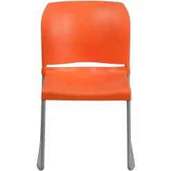 Flash Furniture HERCULES Series Plastic Contoured Stack Chair with Sled Base, Orange/Gray (RUT238AOR)