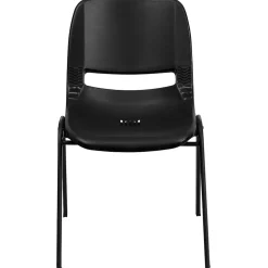 Flash Furniture Hercules Shell Ergonomic Stack Chair With Black Frame and 14" Seat, Black, 15/Pack