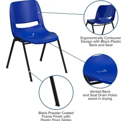 Flash Furniture HERCULES Series Plastic Kid's Shell Stack Chair, Navy/Black (RUT14NVYBK)