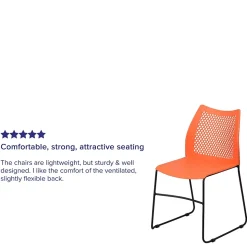 Flash Furniture HERCULES Series Plastic Stack Chair with Air-Vent Back and Sled Base, Orange/Black (RUT498AOR)