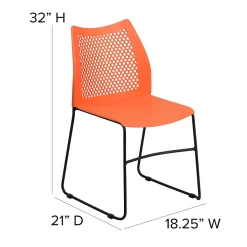 Flash Furniture HERCULES Series Plastic Stack Chair with Air-Vent Back and Sled Base, Orange/Black (RUT498AOR)