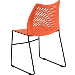 Flash Furniture HERCULES Series Plastic Stack Chair with Air-Vent Back and Sled Base, Orange/Black (RUT498AOR)