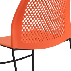 Flash Furniture HERCULES Series Plastic Stack Chair with Air-Vent Back and Sled Base, Orange/Black (RUT498AOR)
