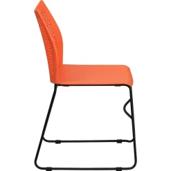 Flash Furniture HERCULES Series Plastic Stack Chair with Air-Vent Back and Sled Base, Orange/Black (RUT498AOR)