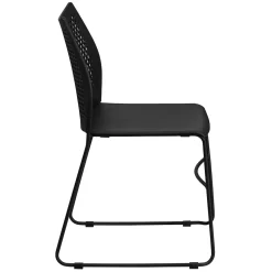 Flash Furniture HERCULES Series Plastic Stack Chair with Air-Vent Back and Sled Base, Black (RUT498ABK)