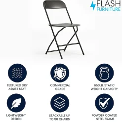 Flash Furniture HERCULES Plastic Office Chair, Black (LE-L-3-BK-GG)