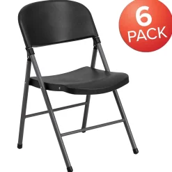 Flash Furniture HERCULES™ Plastic Armless Folding Chair, Black, 6/Pack