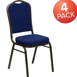 Flash Furniture HERCULES™ Fabric Gold Vein Frame Crown Back Banquet Chair, Navy Blue, 4/Pack (4FDC01GV208)