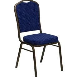 Flash Furniture HERCULES™ Fabric Gold Vein Frame Crown Back Banquet Chair, Navy Blue, 4/Pack (4FDC01GV208)