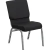 Flash Furniture HERCULES Series Fabric Stacking Church Chair, Black Patterned/Silver Vein Frame (FCH185SVJP02)
