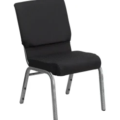 Flash Furniture HERCULES Series Fabric Stacking Church Chair, Black Patterned/Silver Vein Frame (FCH185SVJP02)