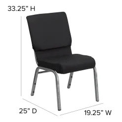 Flash Furniture HERCULES Series Fabric Stacking Church Chair, Black Patterned/Silver Vein Frame (FCH185SVJP02)