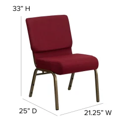 Flash Furniture HERCULES Series Fabric Church Stacking Chair, Burgundy/Gold Vein Frame (FCH2214GV369)