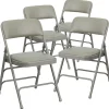 Flash Furniture HERCULES™ Curved Triple Braced Vinyl Armless Folding Chair, Gray, 4/Pack