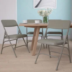 Flash Furniture HERCULES™ Curved Triple Braced Vinyl Armless Folding Chair, Gray, 4/Pack