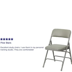 Flash Furniture HERCULES™ Curved Triple Braced Vinyl Armless Folding Chair, Gray, 4/Pack