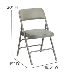 Flash Furniture HERCULES™ Curved Triple Braced Vinyl Armless Folding Chair, Gray, 4/Pack