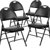 Flash Furniture HERCULES™ Triple Braced Vinyl Armless Folding Chair, Black, 4/Pack (4HAMC705AV3BK)