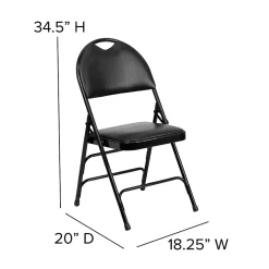 Flash Furniture HERCULES™ Triple Braced Vinyl Armless Folding Chair, Black, 4/Pack (4HAMC705AV3BK)