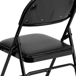 Flash Furniture HERCULES™ Triple Braced Vinyl Armless Folding Chair, Black, 4/Pack (4HAMC705AV3BK)