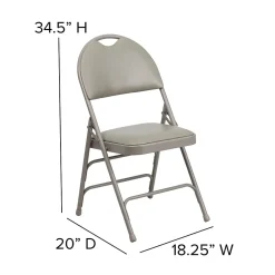 Flash Furniture HERCULES™ Triple Braced Vinyl Armless Folding Chair, Gray, 4/Pack (4HAMC705AV3GY)