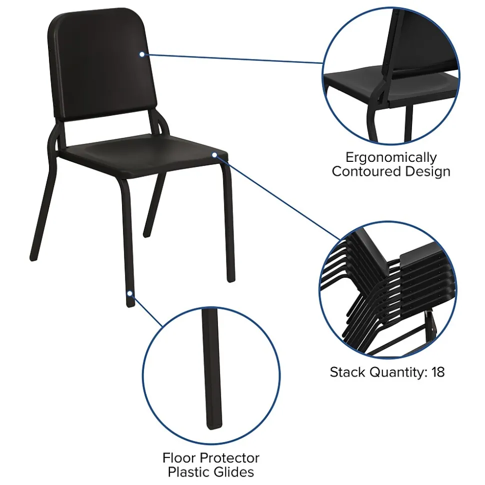 Flash Furniture HERCULES Series Plastic Stackable Melody Band/Music Chair, Black (HFMUSIC)