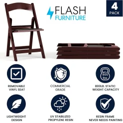 Flash Furniture HERCULES™ Vinyl Armless Folding Chair, Red Mahogany, 4/Pack