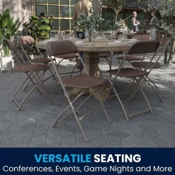 Flash Furniture HERCULES™ Plastic Armless Folding Chair, Premium Brown, 4/Pack