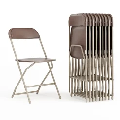 Flash Furniture HERCULES™ Plastic Armless Folding Chair, Premium Brown, 10/Pack