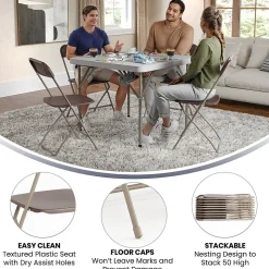 Flash Furniture HERCULES™ Plastic Armless Folding Chair, Premium Brown, 10/Pack