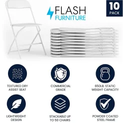 Flash Furniture HERCULES Plastic Office Chair, White, 10/Pack (LE-L-3-WHITE-GG)