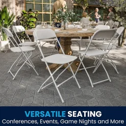 Flash Furniture HERCULES™ Plastic Armless Folding Chair, Premium White, 32/Pack