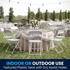 Flash Furniture HERCULES™ Plastic Armless Folding Chair, Premium White, 52/Pack