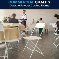 Flash Furniture HERCULES™ Plastic Armless Folding Chair, Premium White, 52/Pack