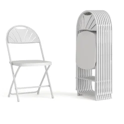 Flash Furniture HERCULES™ Plastic Armless Folding Chair With Fan Back, White, 40/Pack (40LEL4WHITE)