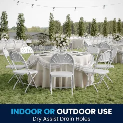 Flash Furniture HERCULES™ Plastic Armless Folding Chair With Fan Back, White, 40/Pack (40LEL4WHITE)