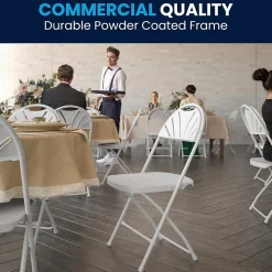 Flash Furniture HERCULES™ Plastic Armless Folding Chair With Fan Back, White, 40/Pack (40LEL4WHITE)