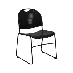 Flash Furniture HERCULES™ Polypropylene Black Frame Ultra Compact Stack Chair, Black, 15/Pack